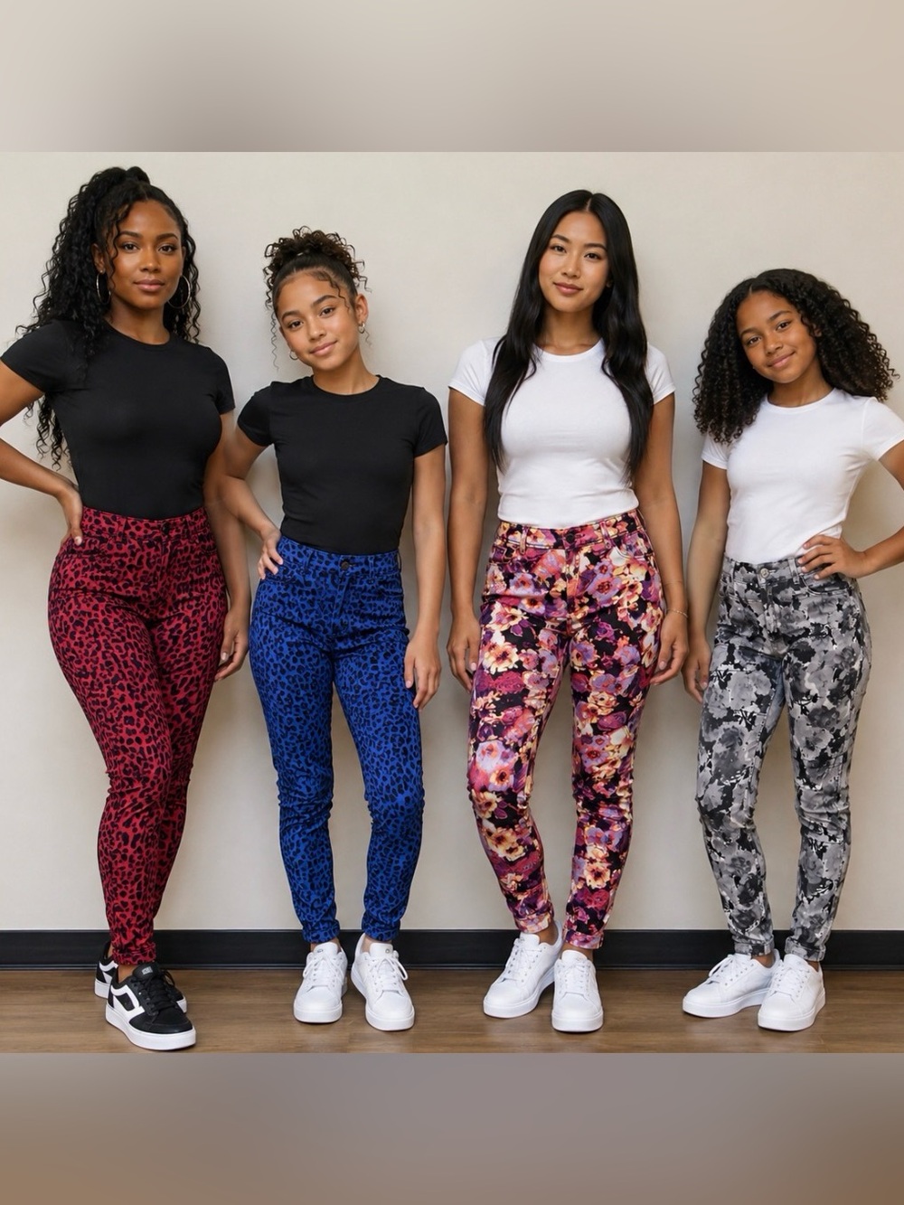 All 4 Pairs of five pocket jean leggings.